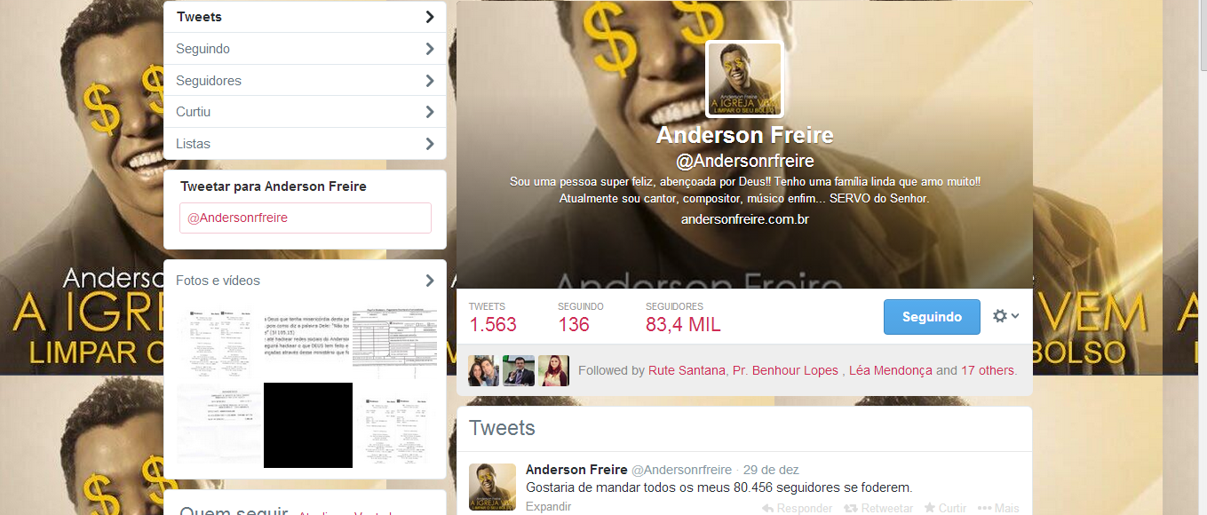 Anderson Freire é vitima de racker’s e tem conta no Twitter roubada