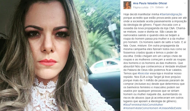 Ana paula Valadão é duramente atacada na internet por se manifestar contra campanha homossexual