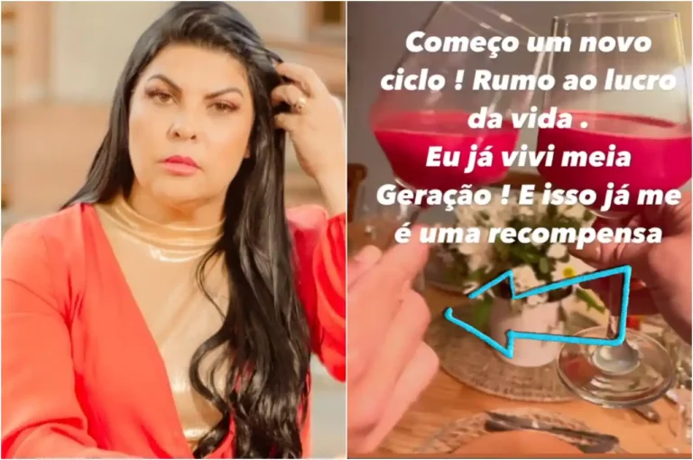 Vanilda Bordieri celebra idade nova brindando com ‘mão misteriosa’