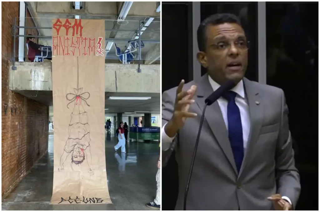 Otoni de Paula protesta contra manfestacao na UNB contra Bolsonaro - @Reprodução