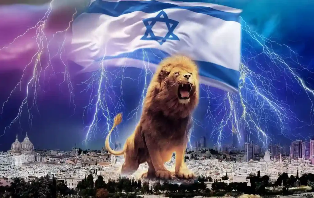 Imagem do leão sobre a bandeira de Israel - @Reprodução