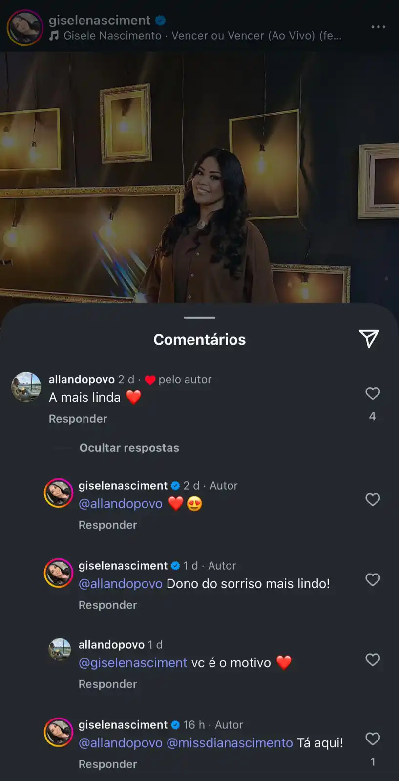 Trca de elogios entre Gisele Nascimento e o suposto namorado