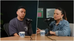 Teo Hayashi e Zoé Hayashi participam de podcast comentando sobre Lucas Hayashi em estúdio de gravação