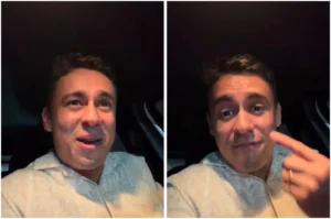 Deputado federal Nikolas Ferreira falando para a câmera dentro de um carro durante gravação de vídeo para redes sociais.