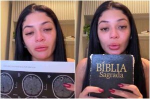 Rayssa Buq emociona seguidores ao mostrar exame de imagem do cérebro e segurar a Bíblia Sagrada