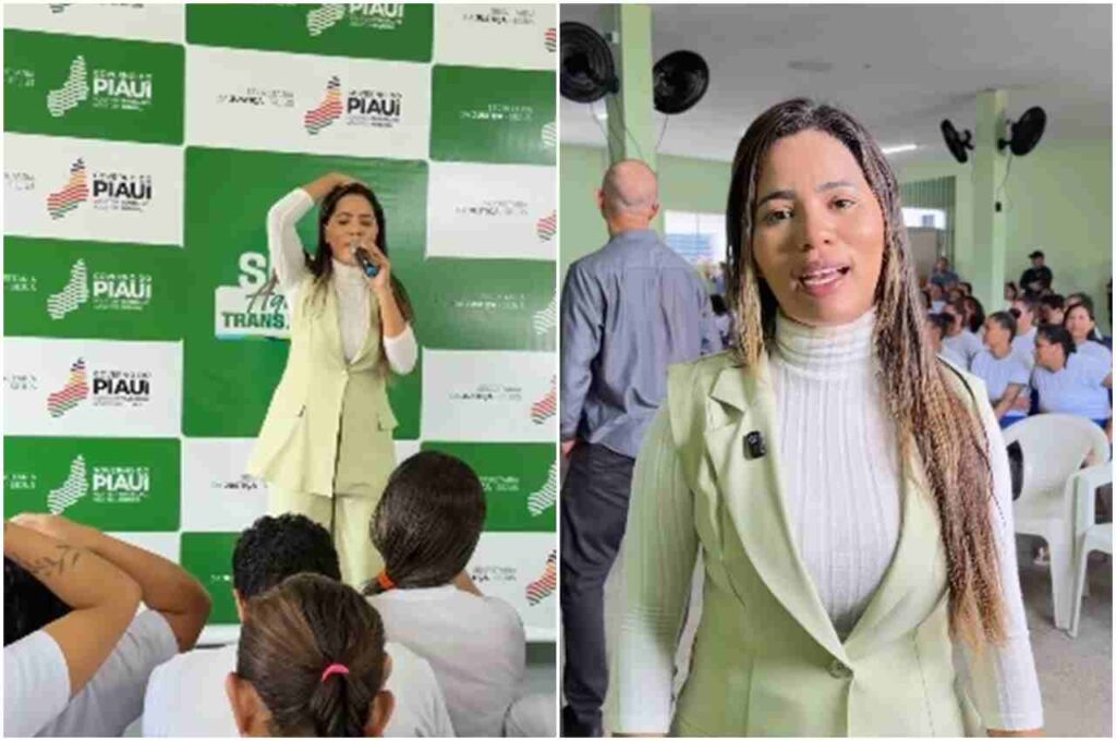 Cantora Stefhany Sousa durante apresentação em evento no Piauí