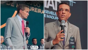 Bispo Samuel Ferreira e Otoni de Paula em montagem durante pregações e eventos religiosos