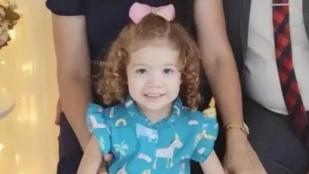Ana Liz Sales Araújo, de 3 anos, em imagem de arquivo ao lado de familiares