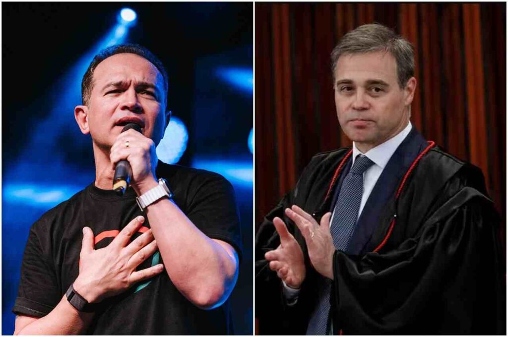 Cantor gospel aparece durante apresentação musical ao lado de ministro do STF em montagem