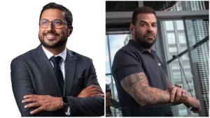 Flávio Félix de terno e Fabiano Zettel usando camisa preta em montagem