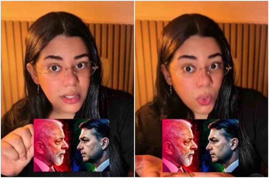 Mulher reage à disputa eleitoral entre políticos brasileiros